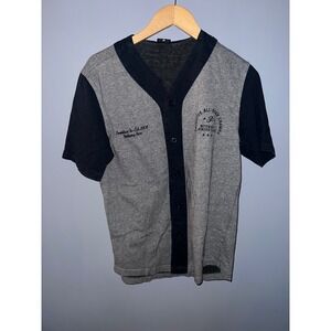 Primitive Apparel Mens‎ Small Gray Navy Baseball Jersey Button Up Shirt